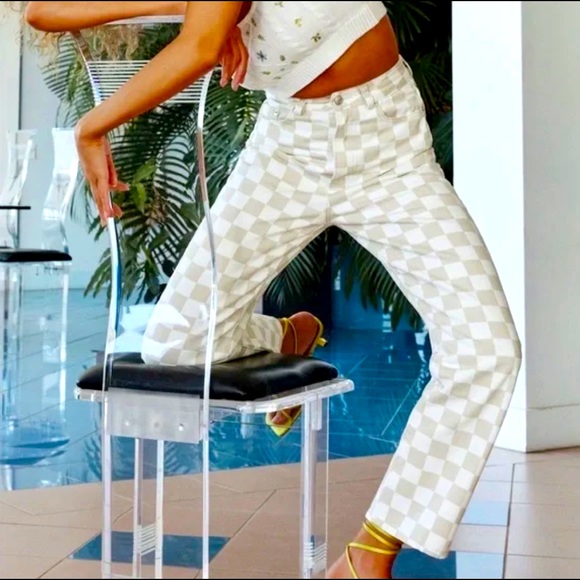 White Checkered Glassons Jeans | Poshmark